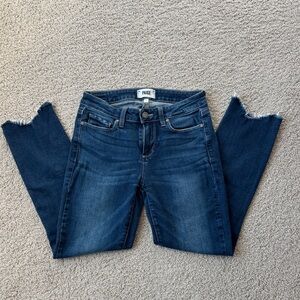 PAIGE Kylie Crop Straight Leg Blue Denim Jeans Women’s Size 27, frayed ankle